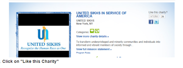 Please Vote for UNITED SIKHS at Chase Community Giving Your Vote will Help Someone with a Need!